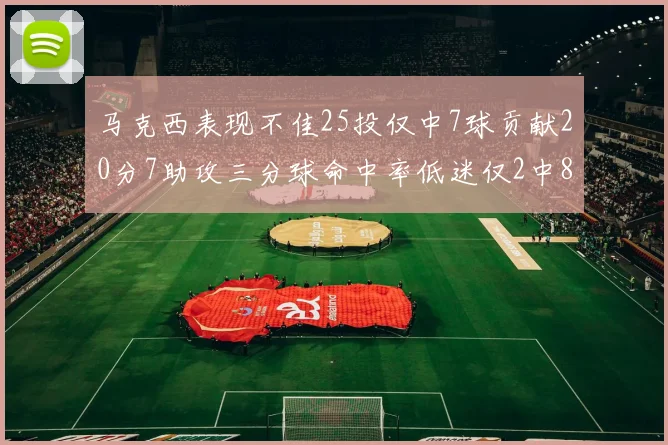 马克西表现不佳25投仅中7球贡献20分7助攻三分球命中率低迷仅2中8